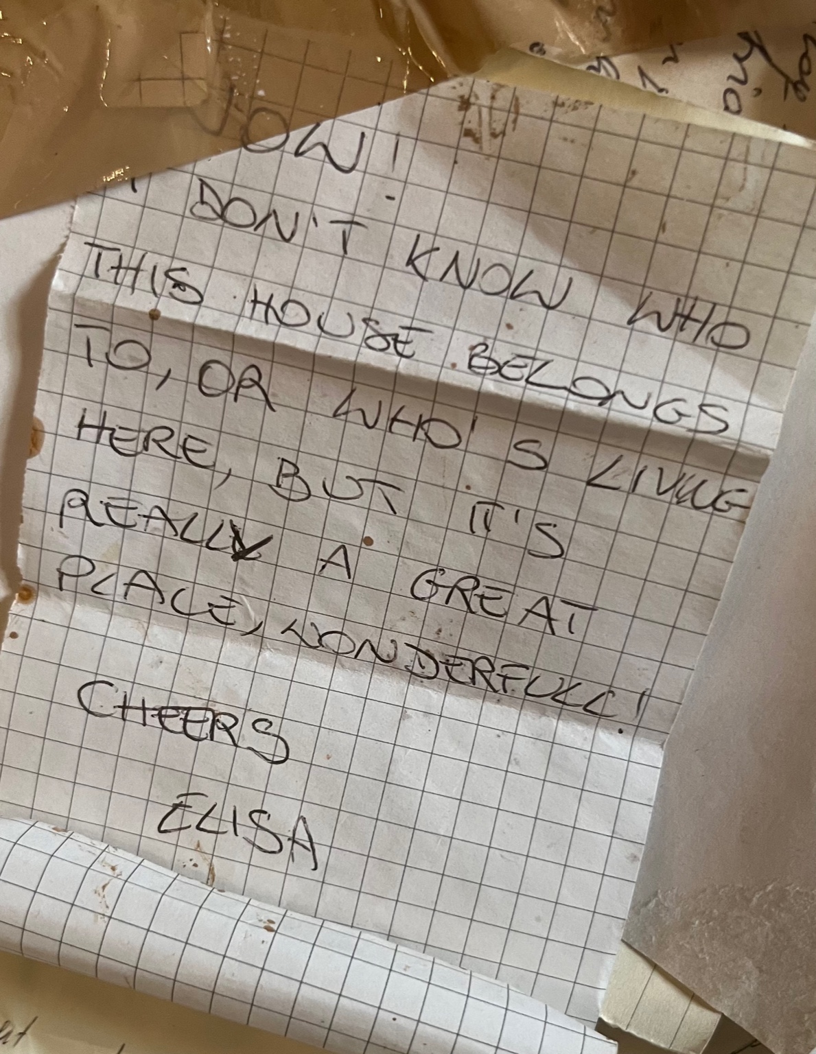 Hand‑written note by visitor – 'Inspired by your vision and creativity'