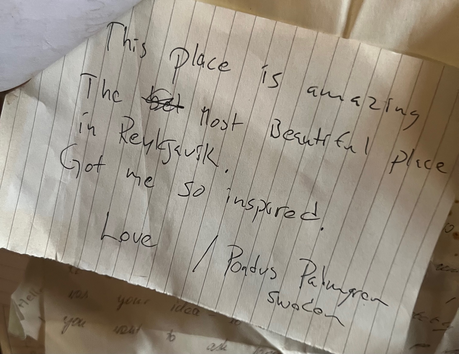 Hand‑written note by visitor – 'This place feels like home'